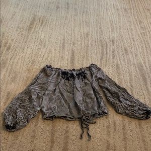 hollister off the shoulder long sleeve shirt